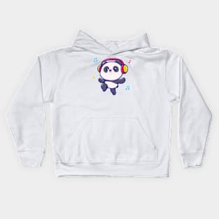 Cute Panda Listening Music With Headphone Kids Hoodie